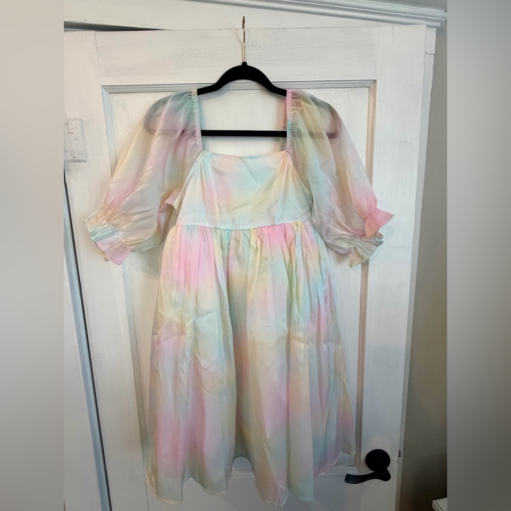 In Loom Babydoll Multicolored Short Sleeve Dress